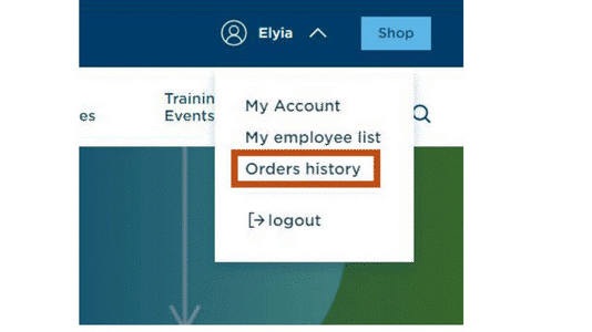 Order History Drop Down